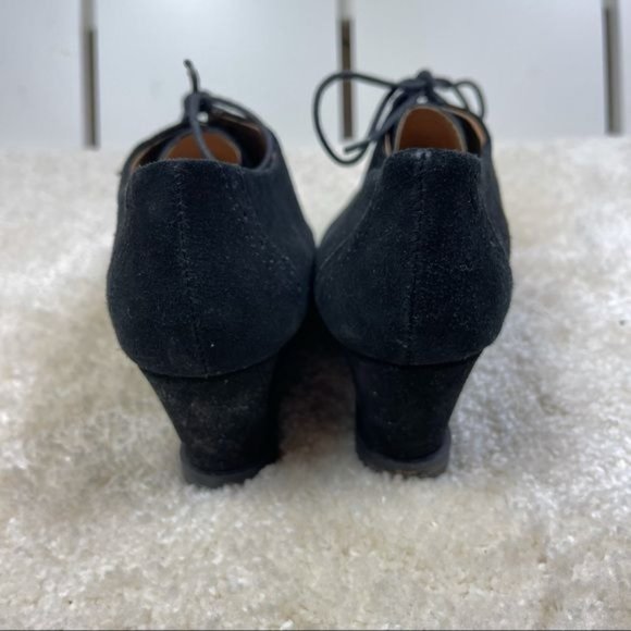 Ellen Tracy Black Tobin Oxford Suede Wedges Size 6 - Picture 5 of 11